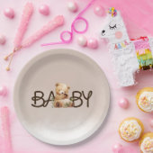 我々は明らかに待つことができる水色ベビーシャワーパーティー ペーパープレート (パーティー)