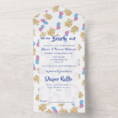 我々は明らかに待つことができる水色ベビーシャワー招待状 オールインワン招待状 (内側)