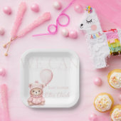 我々は明らかに待つピンクのクマの女の子の赤ちゃんシャワー ペーパープレート (パーティー)