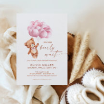 我々は明らかに待つピンクのバルーンクマ赤ちゃんシャワー