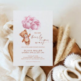 我々は明らかに待つピンクのバルーンクマ赤ちゃんシャワー 招待状