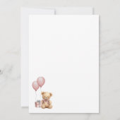 我々は明らかに待つ女の子ピンクのクマ赤ちゃんシャワー 招待状 (裏面)