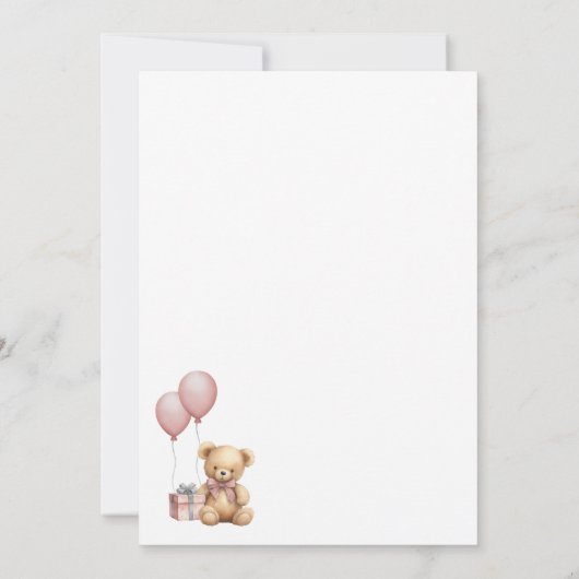 我々は明らかに待つ女の子ピンクのクマ赤ちゃんシャワー 招待状 (裏面)