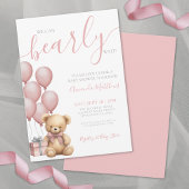 我々は明らかに待つ女の子ピンクのクマ赤ちゃんシャワー 招待状