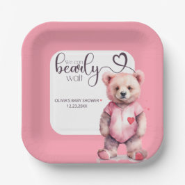 我々は明らかに待つ水の色ベビーシャワー ペーパープレート