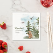 我々は明らかに待つ水色ウッドランド赤ちゃんシャワー スタンダードカクテルナプキン (インサイチュ)