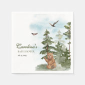 我々は明らかに待つ水色ウッドランド赤ちゃんシャワー スタンダードカクテルナプキン (正面)