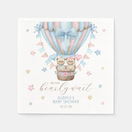 我々は明らかに待つ男の子の双子の赤ちゃんシャワー スタンダードカクテルナプキン