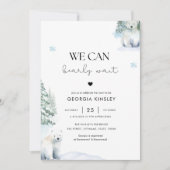 我々は明らかに待つ男の子ツイン極熊ベビーシャワー 招待状 (正面)