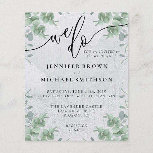 我々は書の緑のユーカリ予算を行う チラシ (正面)