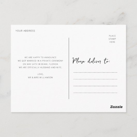 我々は書道の発表結婚を駆け落とした ポストカード (裏面)