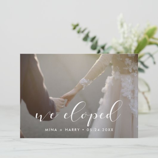 我々は書道エレガント写真カードを駆け落とした 案内状 (スタンド正面)