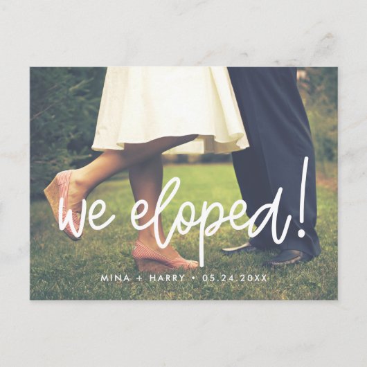 我々は書道モダンの写結婚真を駆け落ちた ポストカード (正面)