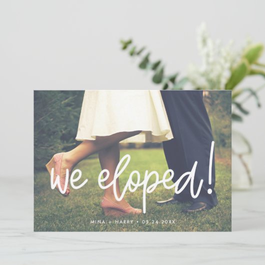 我々は書道モダンの写結婚真カードを落とした 案内状 (スタンド正面)