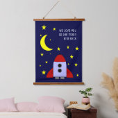 我々は月とバック宇宙子供部屋にあなたを愛する 吊り下げ型タペストリー (寝室)