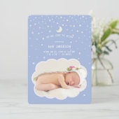 我々は月と星の上にいるベビー写真誕生 案内状 (スタンド正面)