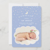 我々は月と星の上にいるベビー写真誕生 案内状 (正面)