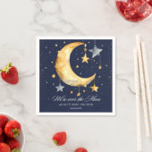 我々は月のグリッター男の子のシャワー上にある スタンダードカクテルナプキン (インサイチュ)