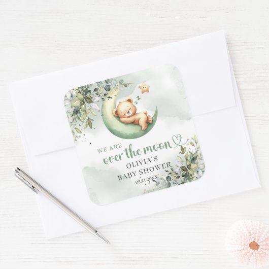 我々は月のテディベア男女兼用を越えている スクエアシール (封筒)