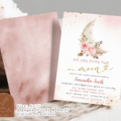 我々は月のピンクのボホ女の子の赤ちゃんシャワー上にある 招待状