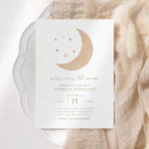 我々は月のピンクの金ゴールド女の子ベビーシャワーinv上にある