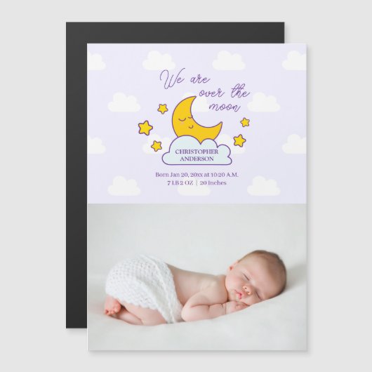 我々は月のベビー写真誕生の発表を終えた (正面/裏面)