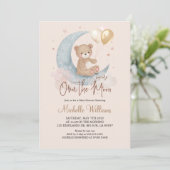 我々は月の上にあるテディベア星赤ちゃんシャワー 招待状 (スタンド正面)