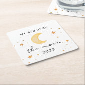 "我々は月の上にある"赤ちゃんシャワー紙ナプキン スクエアペーパーコースター (アングル)