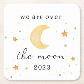 "我々は月の上にある"赤ちゃんシャワー紙ナプキン スクエアペーパーコースター (正面)
