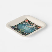 我々は月の上にいるフローラ女の子らしい女の子ベビーシャワー ペーパープレート (傾斜あり)