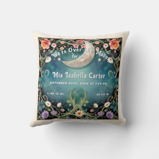 我々は月の上にいる誕生統計フローラガーデンつる植物 クッション (裏面)