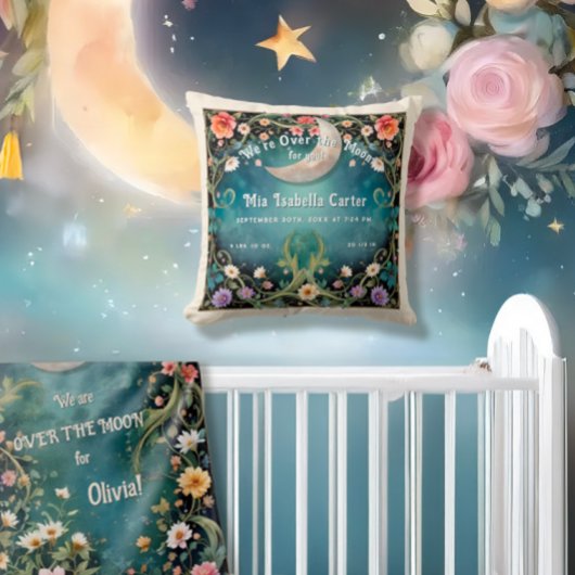 我々は月の上にいる誕生統計フローラガーデンつる植物 クッション