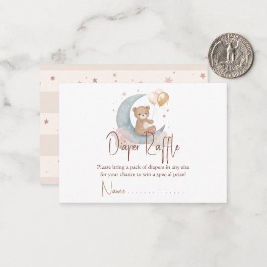 我々は月の上にテディベアおむつラッフル ノートカード (正面/裏面インサイチュ)