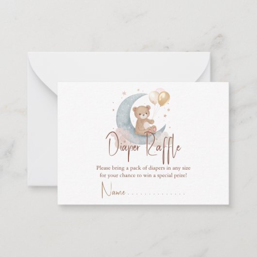 我々は月の上にテディベアおむつラッフル ノートカード (正面)