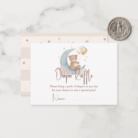 我々は月の上にテディベアおむつラッフル ノートカード (正面/裏面インサイチュ)