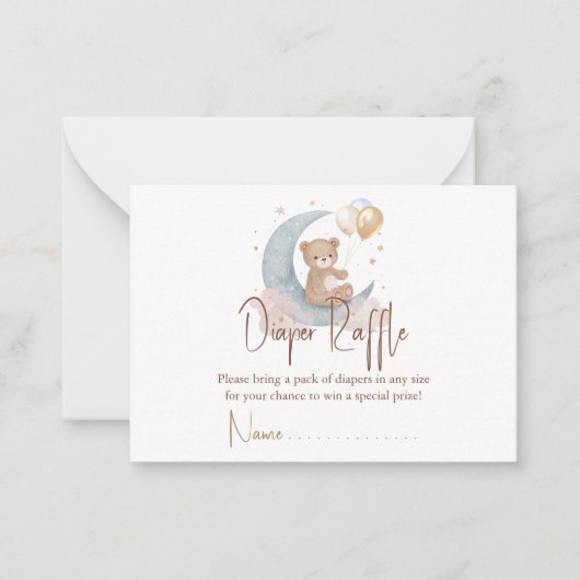 我々は月の上にテディベアおむつラッフル ノートカード (正面)