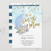 我々は月の上の青の赤ちゃんシャワー招待状 招待状 (正面/裏面)