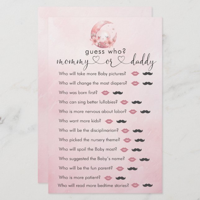 我々は月の女の子シャワー"誰を推測する"ゲームの上にいる (正面/裏面)