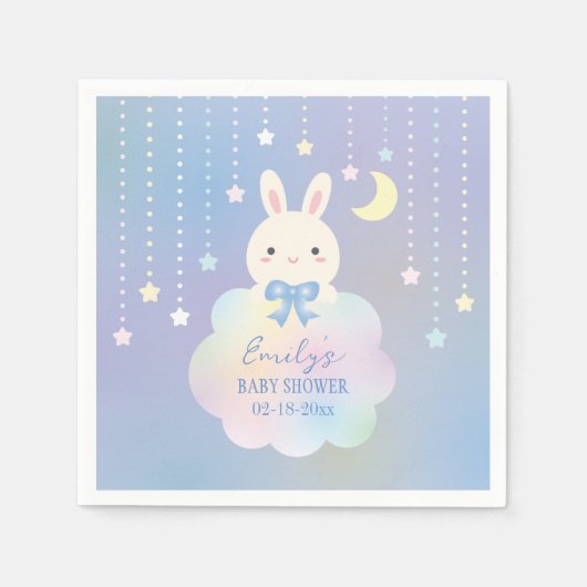 我々は月の小さなバニー少年の赤ちゃんシャワー上にある スタンダードカクテルナプキン (正面)