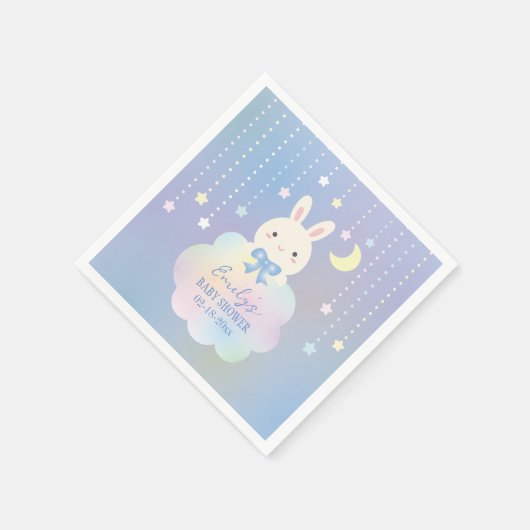 我々は月の小さなバニー少年の赤ちゃんシャワー上にある スタンダードカクテルナプキン (角)