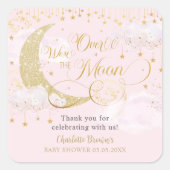 我々は月の星パステルピンクの赤ちゃんシャワー上にいる スクエアシール (正面)
