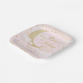 我々は月の星ピンクの金ゴールド赤ちゃんシャワー上にある ペーパープレート (傾斜あり)