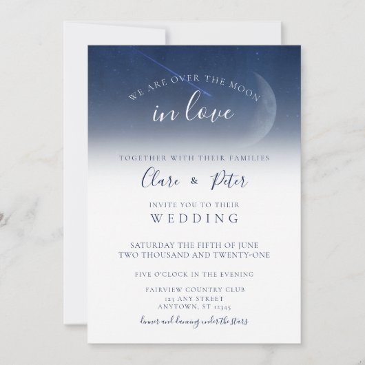 我々は月の星空の夜の海軍の上結婚だ 招待状 (正面)