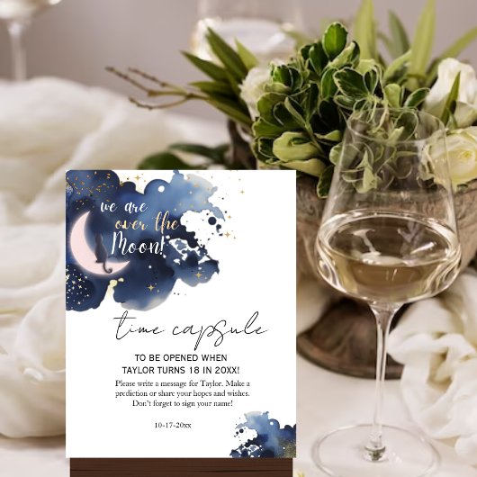 我々は月の赤ちゃんシャワー青い時間カプセル上にある ポスター