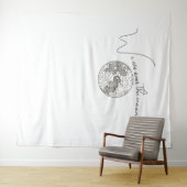 我々は月の赤ん坊のシャワーの背景の上にある タペストリー (インサイチュ(横))