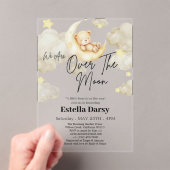 我々は月テディベア赤ちゃんシャワーの上にいる アクリル招待状 (インサイチュ (ポータブル))