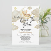 我々は月テディベア赤ちゃんシャワーの上にいる 招待状 (スタンド正面)