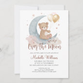 我々は月テディベア赤ちゃんシャワーの上にいる 招待状 (正面)