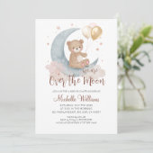 我々は月テディベア赤ちゃんシャワーの上にいる 招待状 (スタンド正面)