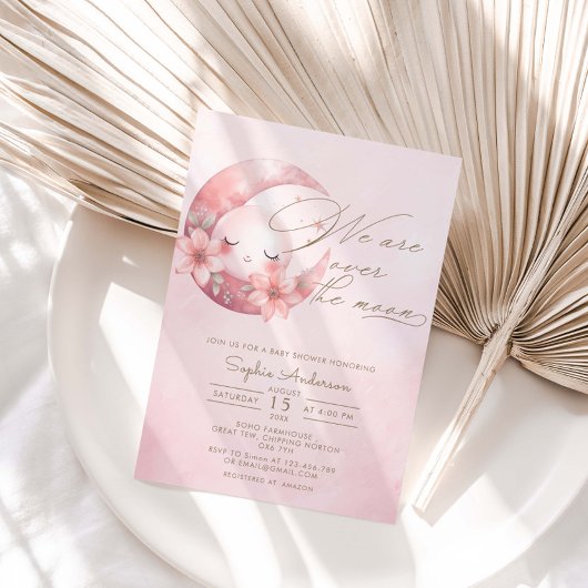 我々は月女の子の赤ちゃんシャワー招待状 招待状